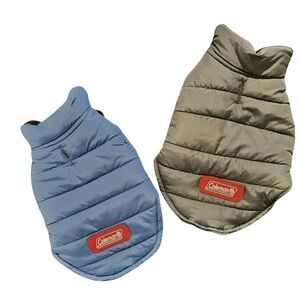 2 COLEMAN Dog Puffer Vests Velcro Flannel Lined Size XS VGC